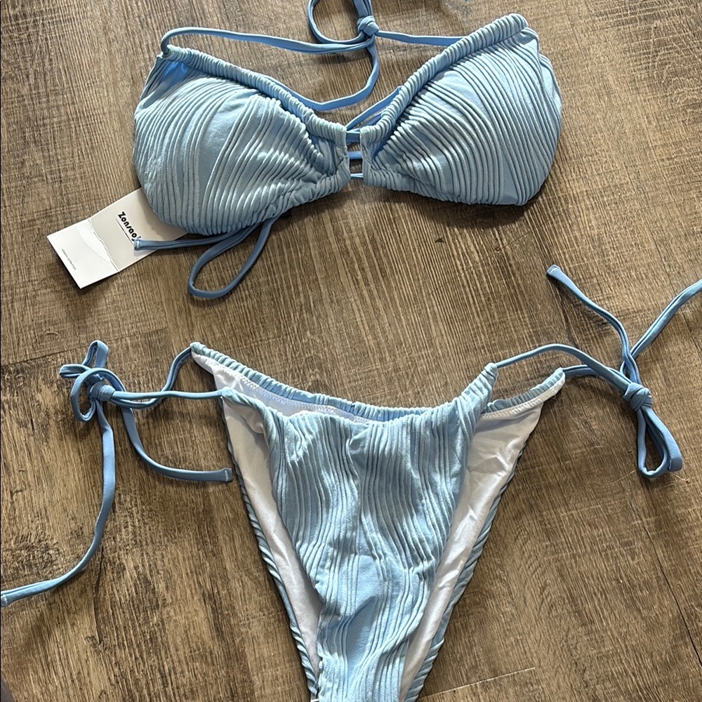 NWT Light Blue Ribbed Bikini Set Cute 🩵🐬🐳🥏💙